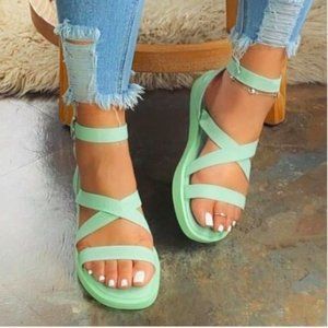 Mint Buckled Strappy Sandals Sidekick 05